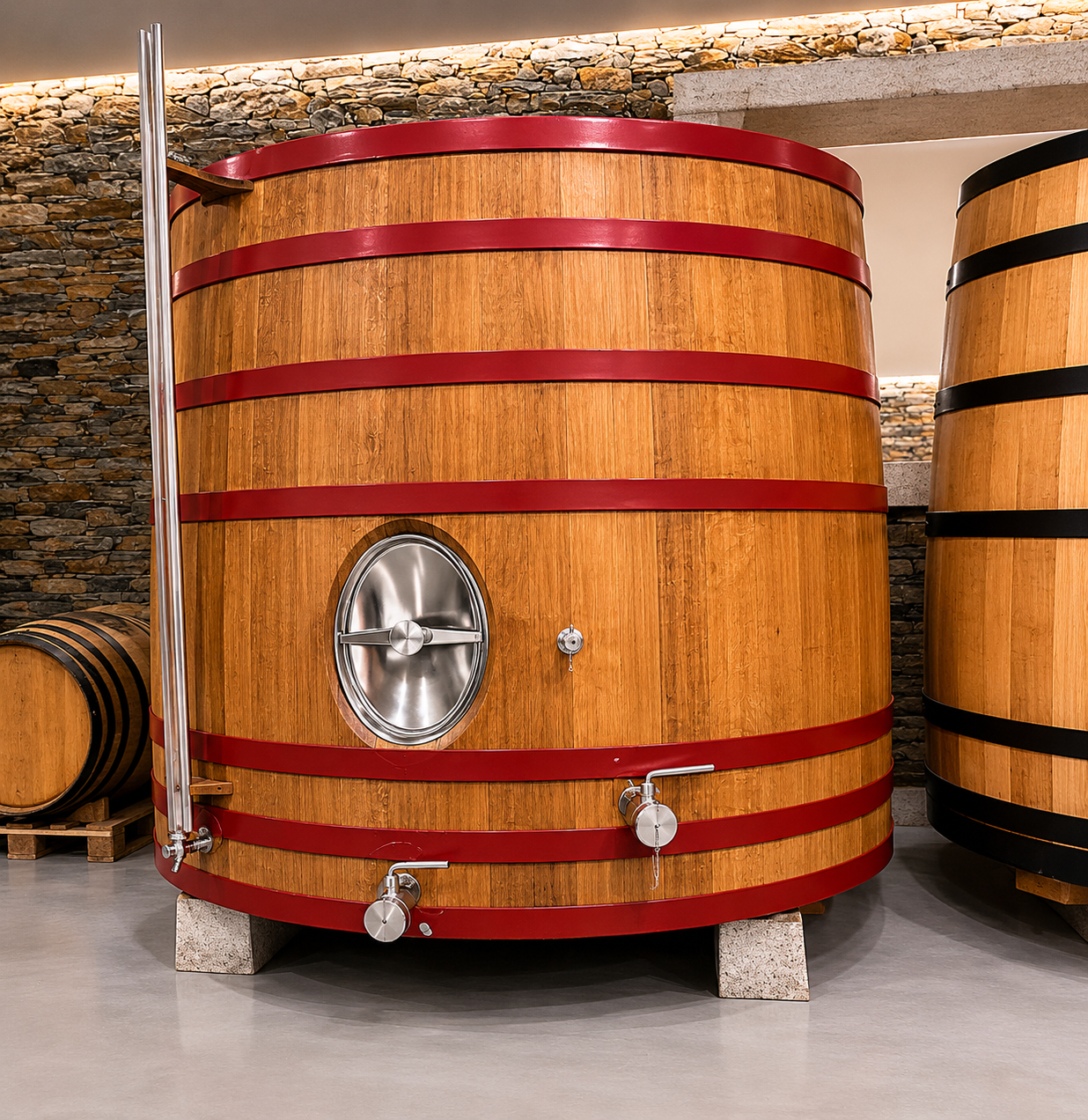 Wine barrels in the cellar